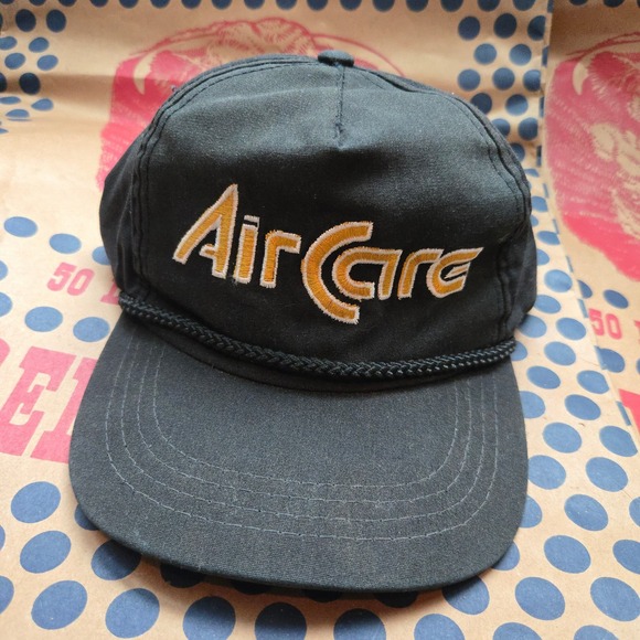 Yupoong Other - VTG Air Care Aviation Hat Yupoong Black OSFM Snapback Green Roper Trucker Cap